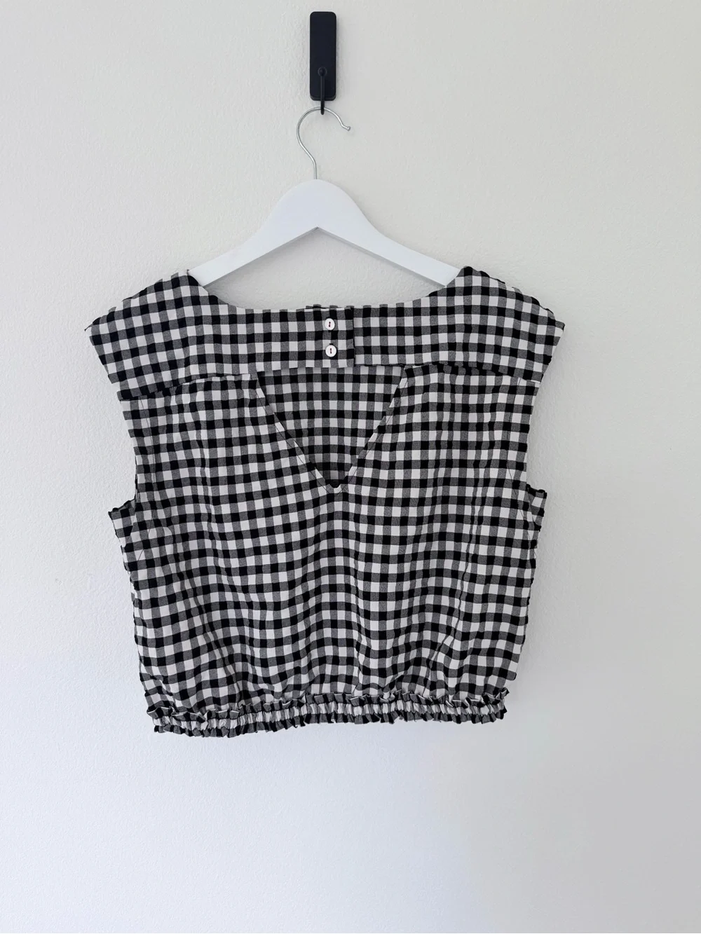 Maeve Anthropologie Black & White Gingham Crop Top Size Medium